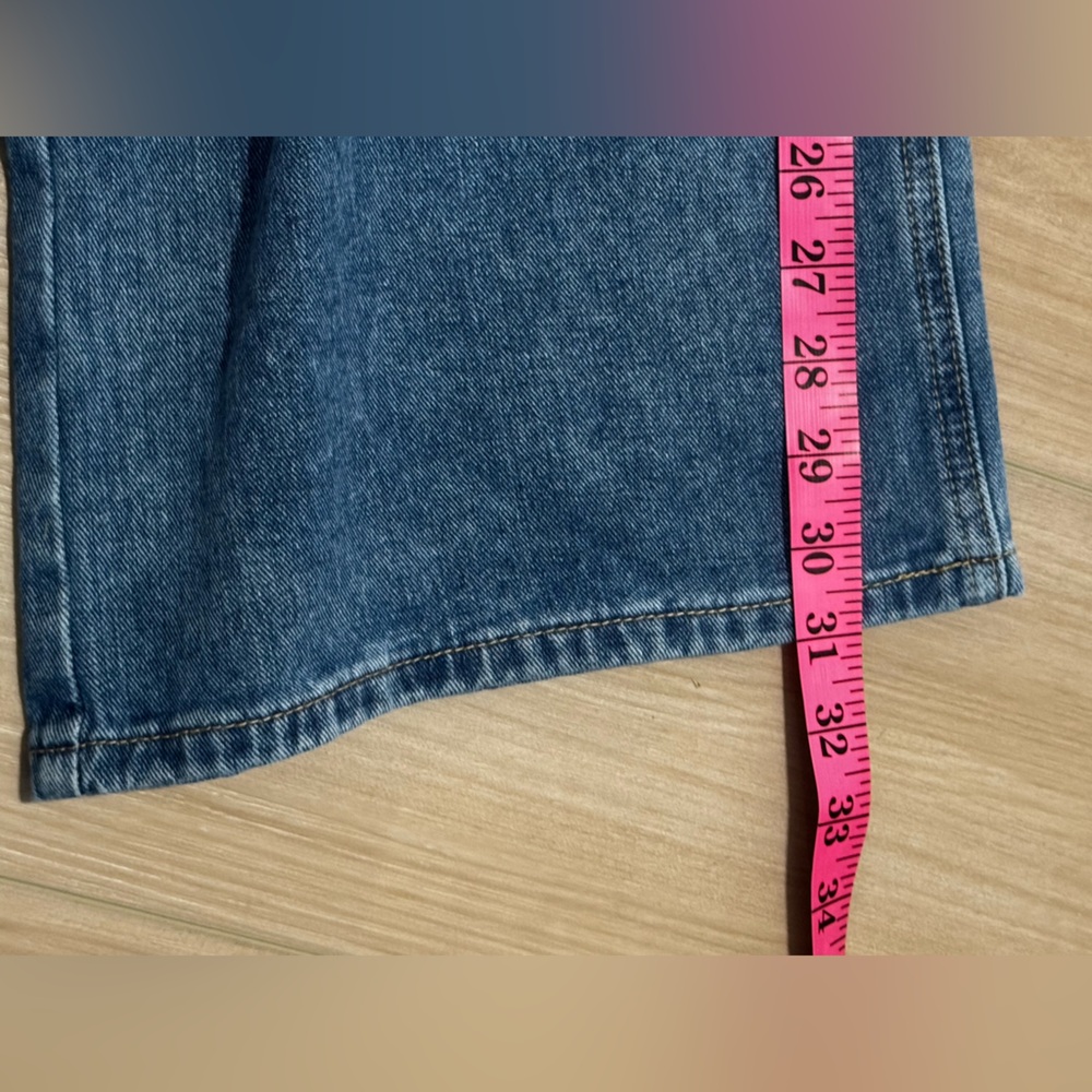 HDLTE Wide Leg Blue Jeans NWT Size L High Rise Straight Denim - Picture 8 of 12